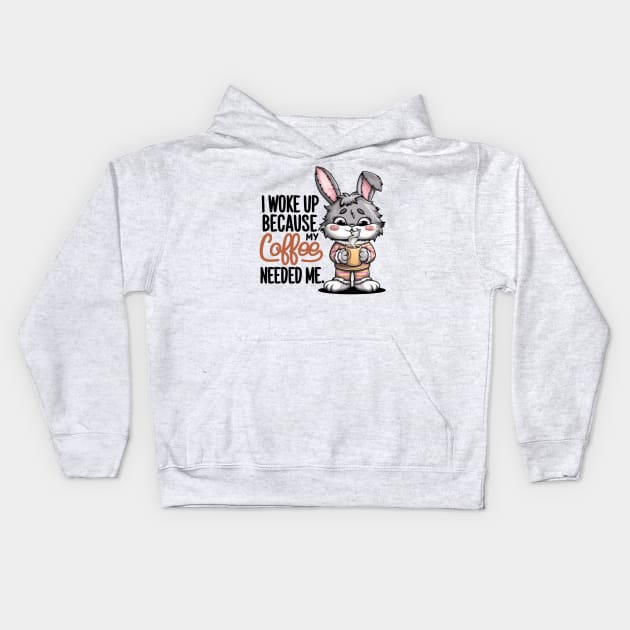 Coffee Bunny Kids Hoodie by Dylante